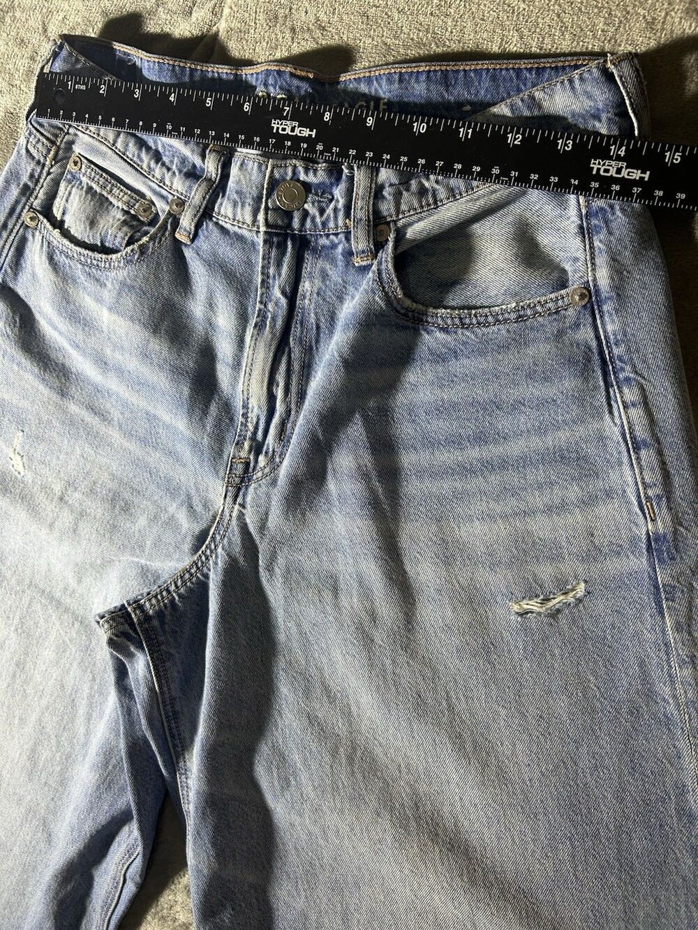 American Eagle Super High Rise Ultra Wide Leg Jeans Womens 6 Light Wash - Picture 2 of 8